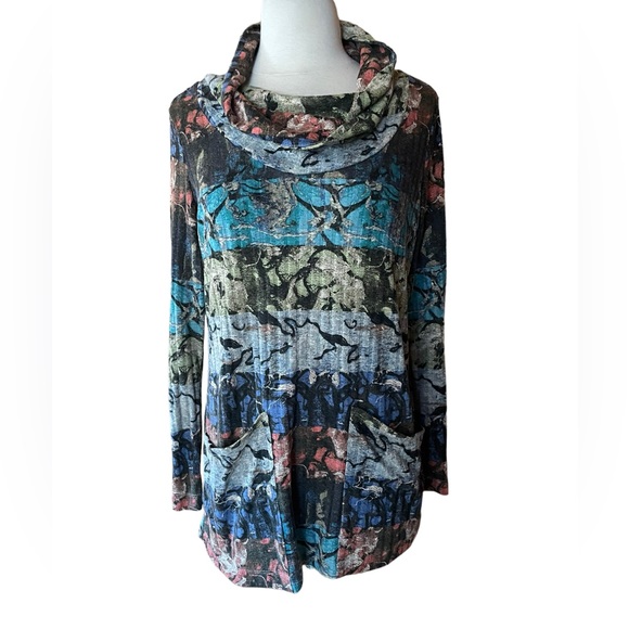 Westbound Multi-Color Cowl Thin Sweater Tunic - Picture 1 of 5